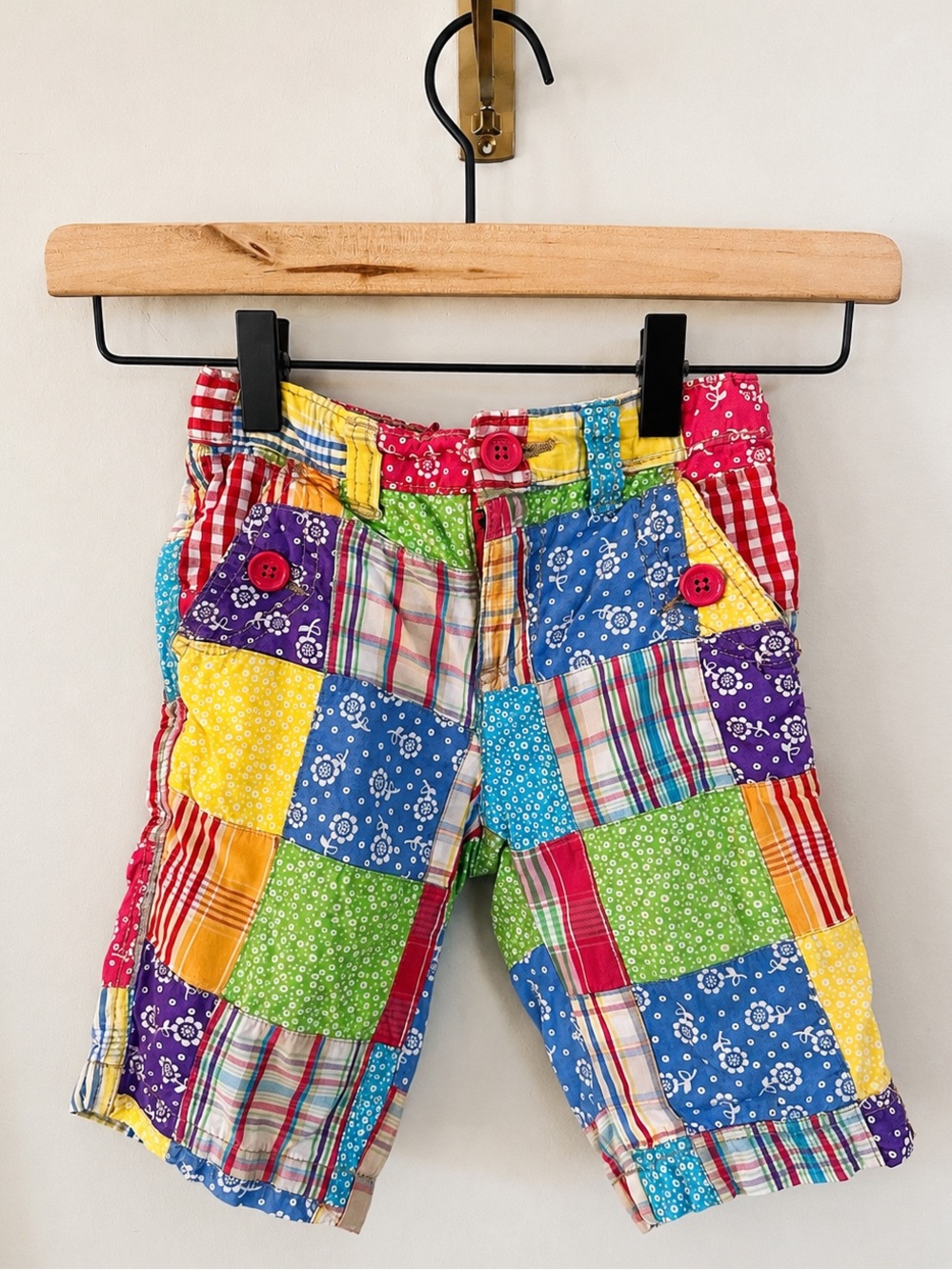 The Children’s Place Girls Size 5 Patchwork Madras Shorts Colorful Cotton Y2K
